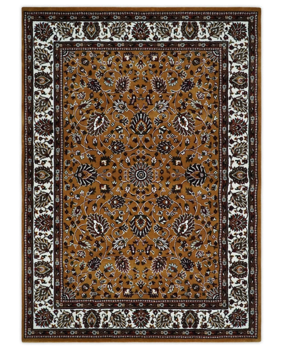 Premium Look 5x7 Rust, Ivory and Brown Traditional Floral Area Rug