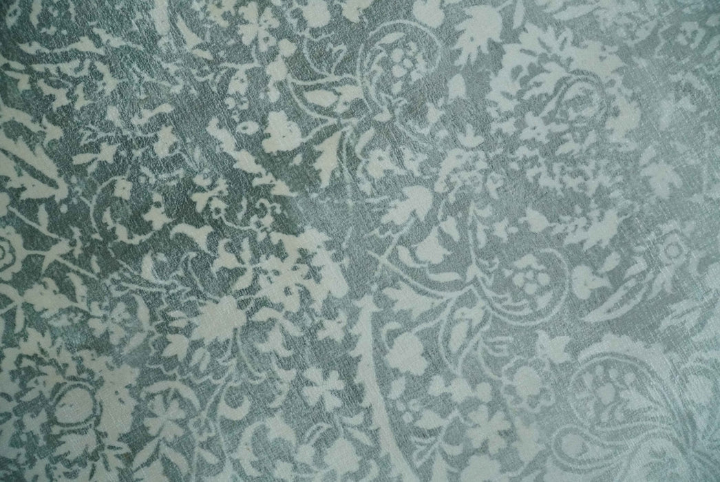 Premium look Floral Ivory and Green 5.6x8 Handloom Viscose Area Rug