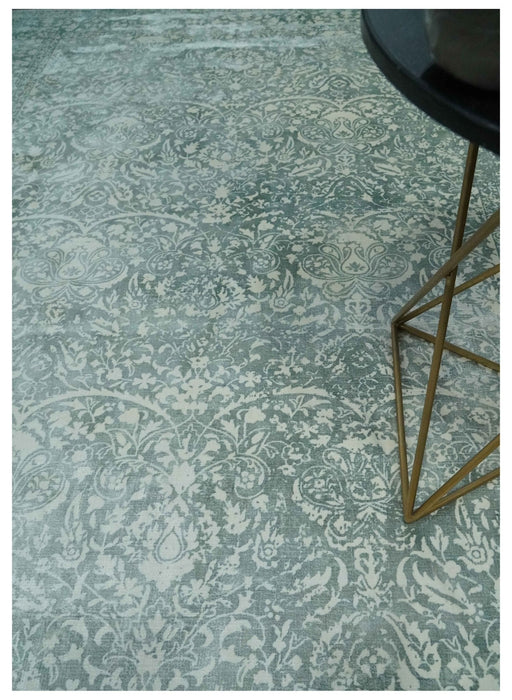 Premium look Floral Ivory and Green 5.6x8 Handloom Viscose Area Rug