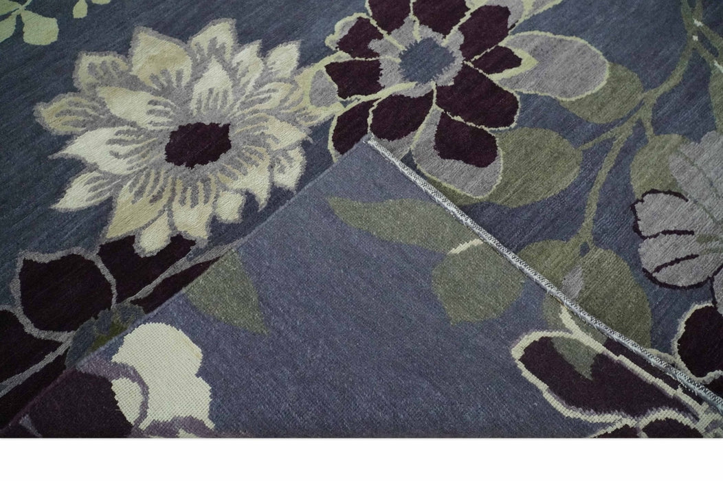 Premium look Green, Ivory, Charcoal and Gray Traditional Floral 4.6x6.6 wool and Art Silk Area Rug