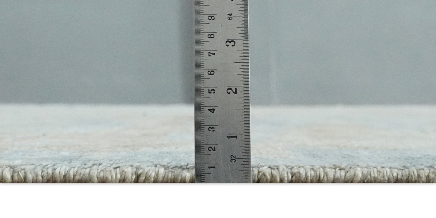 Premium look Hand knotted Silver and Blue modern Abstract wool and Silk Blended 7.10x9.6 Area Rug