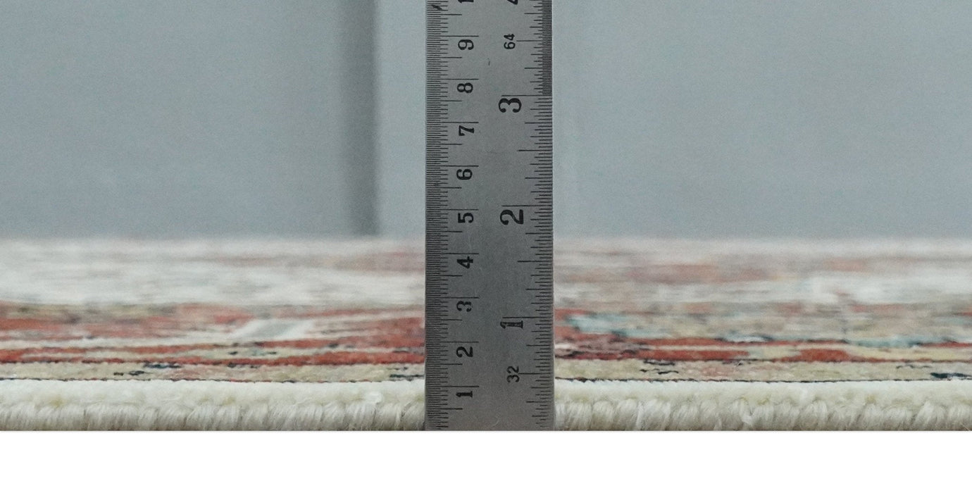 Premium Look Ivory, Rust and Gold 8x10 Hand knotted Traditional Wool Area Rug