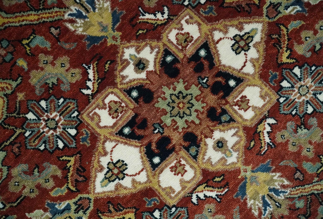 Premium Look Ivory, Rust and Gold 8x10 Hand knotted Traditional Wool Area Rug