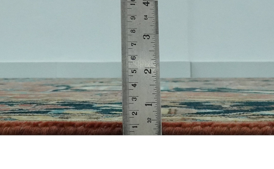 Premium look Rust, Blue and Olive 8x10 Fine Hand Knotted Traditional Heriz wool area rug