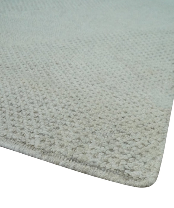 Premium look Solid Ivory Antique carved Design 9x12 Hand knotted wool Area Rug