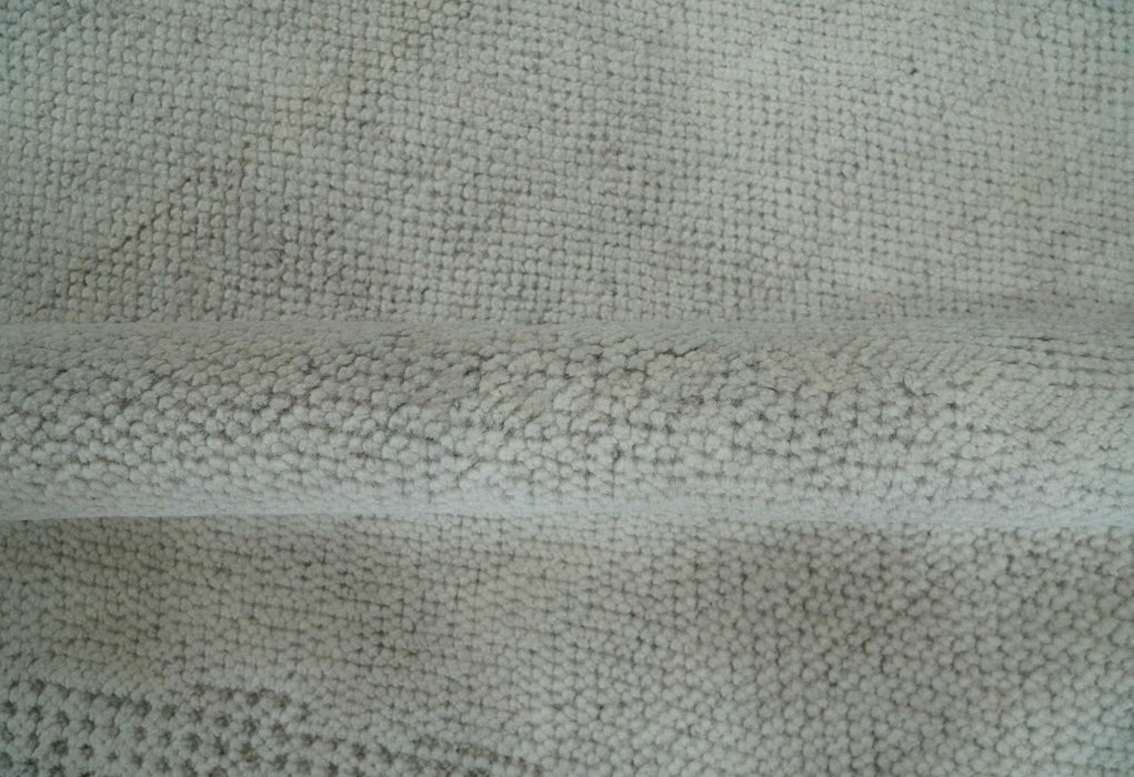 Premium look Solid Ivory Antique carved Design 9x12 Hand knotted wool Area Rug