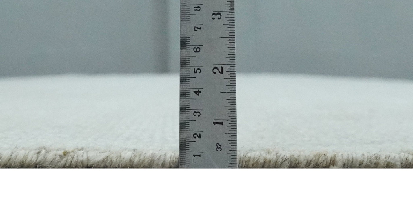 Premium look Solid Ivory Antique carved Design 9x12 Hand knotted wool Area Rug