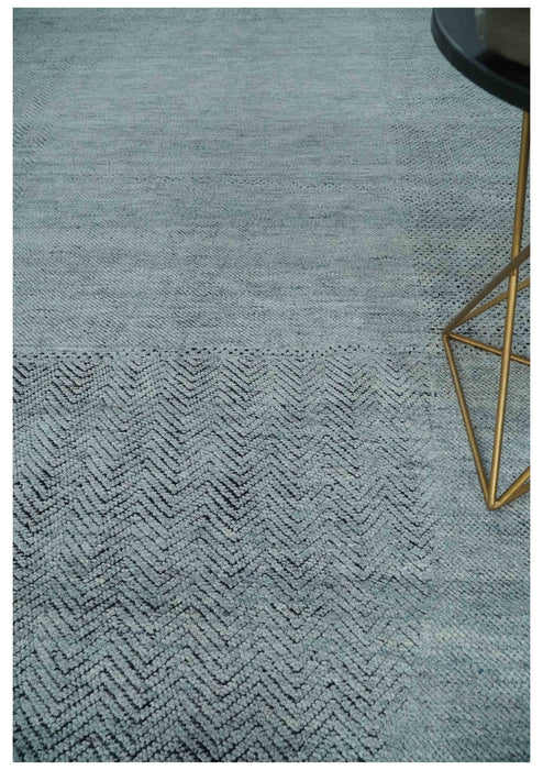 Premium Silver, gray and charcoal Contemporary Design 9x12 Hand knotted wool Area Rug