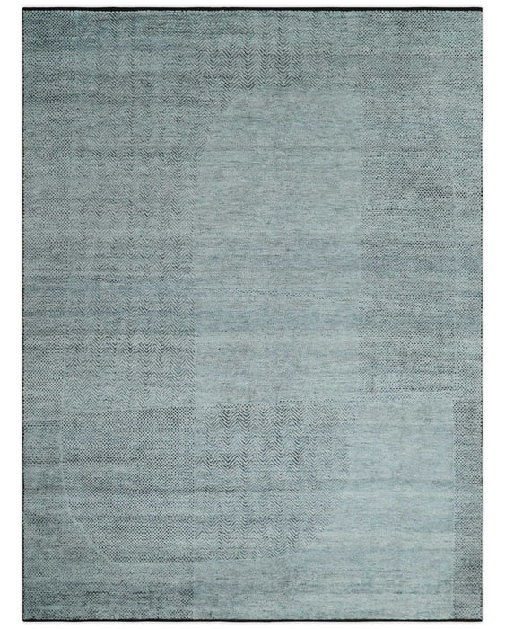 Premium Silver, gray and charcoal Contemporary Design 9x12 Hand knotted wool Area Rug