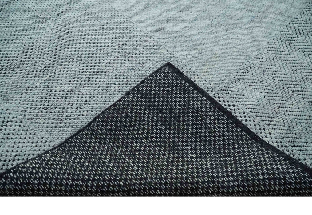 Premium Silver, gray and charcoal Contemporary Design 9x12 Hand knotted wool Area Rug