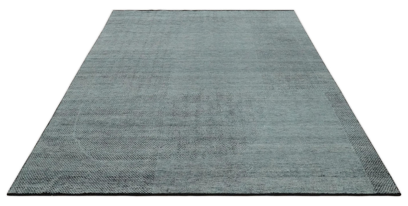 Premium Silver, gray and charcoal Contemporary Design 9x12 Hand knotted wool Area Rug