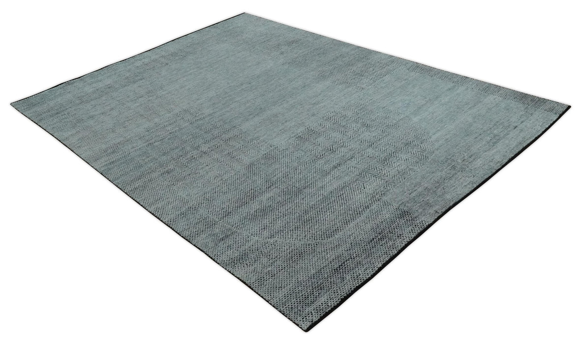 Premium Silver, gray and charcoal Contemporary Design 9x12 Hand knotted wool Area Rug