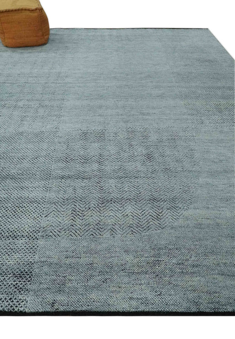 Premium Silver, gray and charcoal Contemporary Design 9x12 Hand knotted wool Area Rug