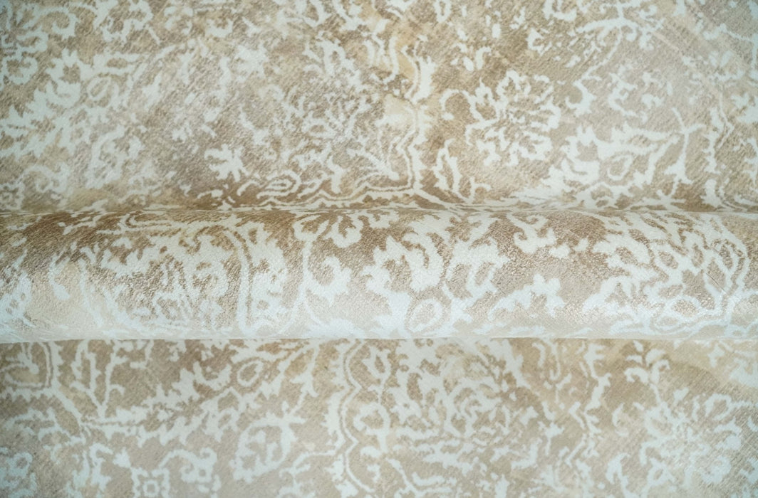 Premium Style Floral Traditional Ikat Large Design Camel and Ivory 5.6x7.9 Hand loom Viscose Area Rug