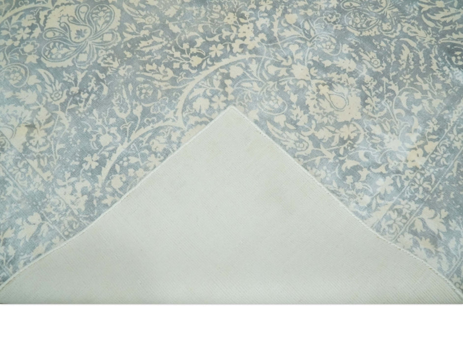 Premium Style Traditional Large Design Gray, Silver and Beige 5.6x7.9 Viscose Area Rug