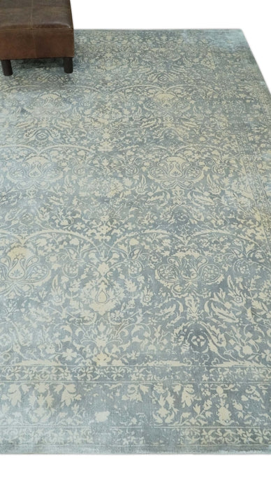 Premium Style Traditional Large Design Gray, Silver and Beige 5.6x7.9 Viscose Area Rug