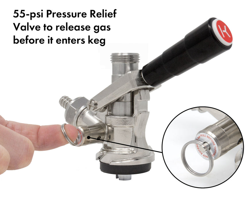 S System Keg Tap Coupler with Black Lever Handle