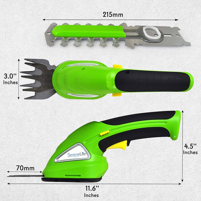 SereneLife Rechargeable Electric Handheld Cordless Grass Clipper & Hedge Trimmer