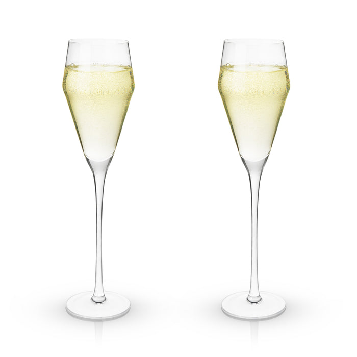 Raye Angled Crystal Prosecco Glasses Set of 2