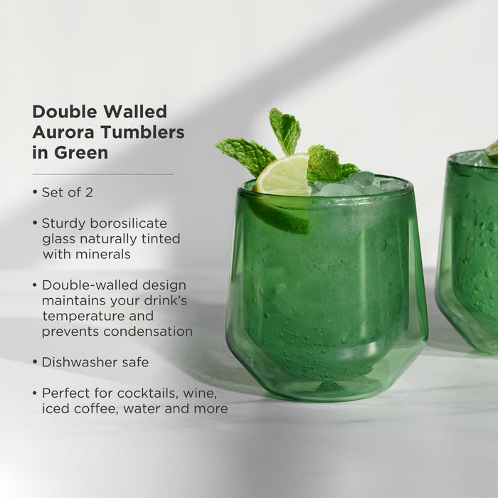 Aurora Double-Walled Tumblers in Green Set of 2