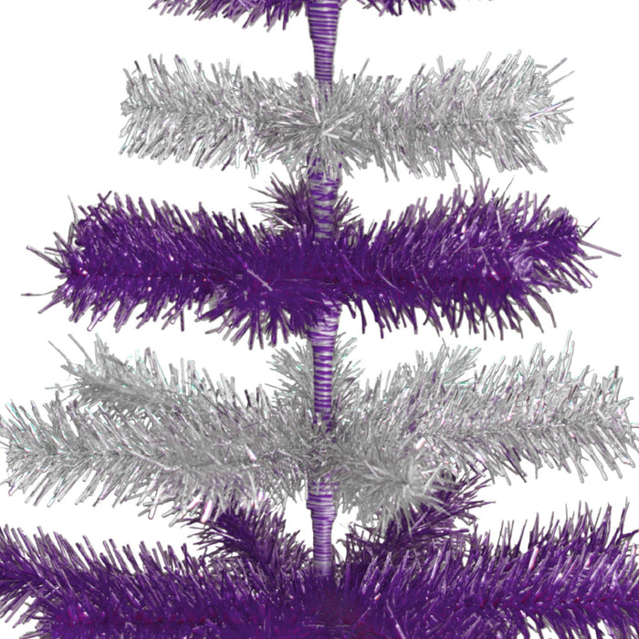 Purple & Silver Layered Tinsel Christmas Tree