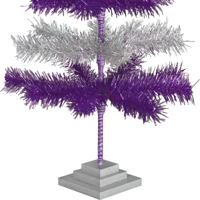 Purple & Silver Layered Tinsel Christmas Tree