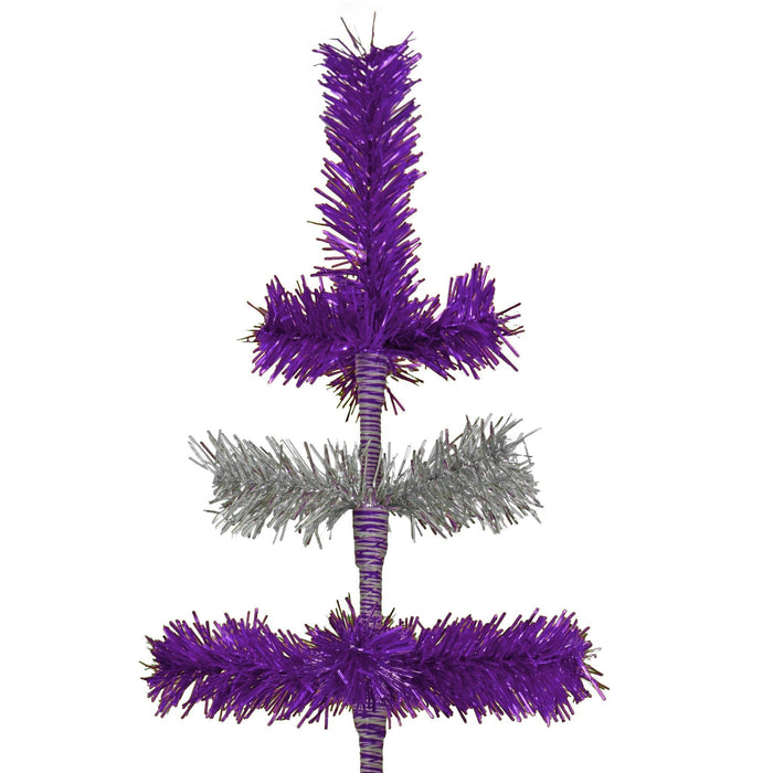 Purple & Silver Layered Tinsel Christmas Tree