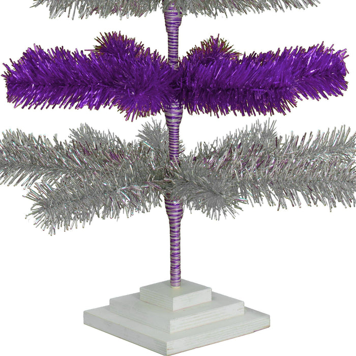 Purple & Silver Layered Tinsel Christmas Tree