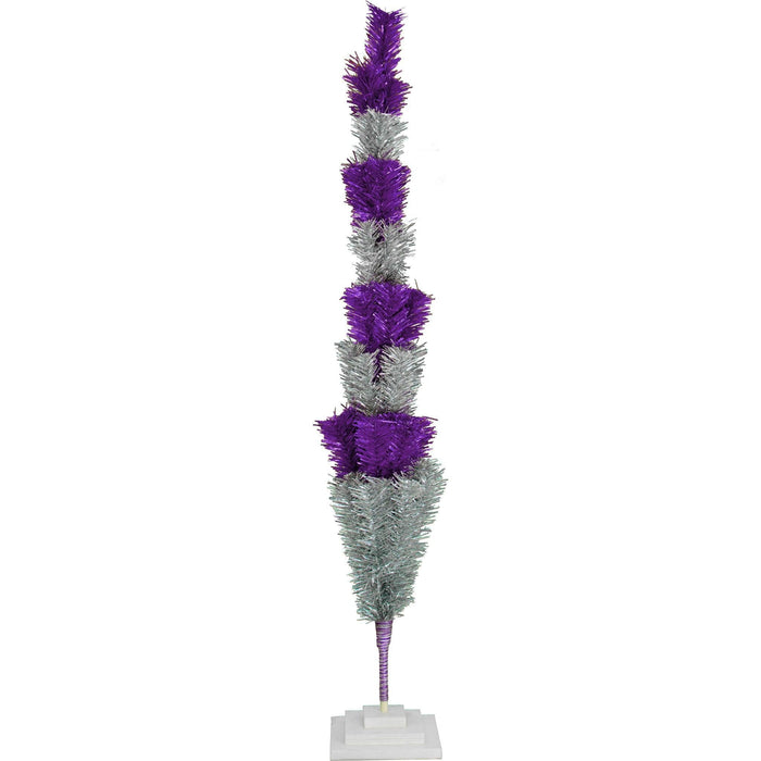 Purple & Silver Layered Tinsel Christmas Tree