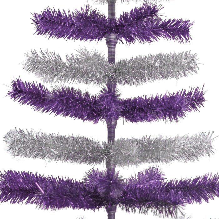 Purple & Silver Layered Tinsel Christmas Tree