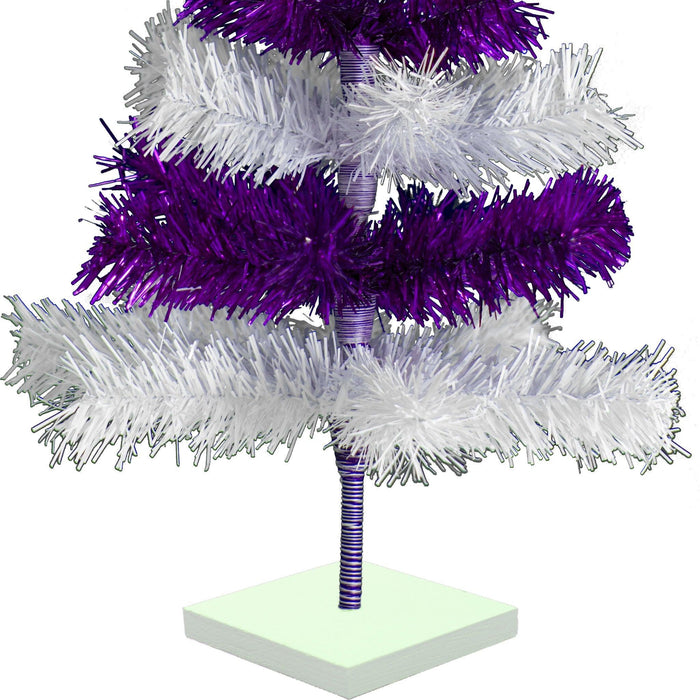 Purple & White Layered Tinsel Christmas Tree