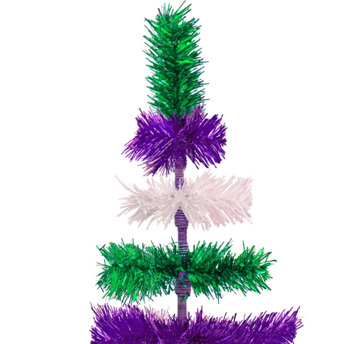 Purple, Green, & White Layered Tinsel Christmas Tree