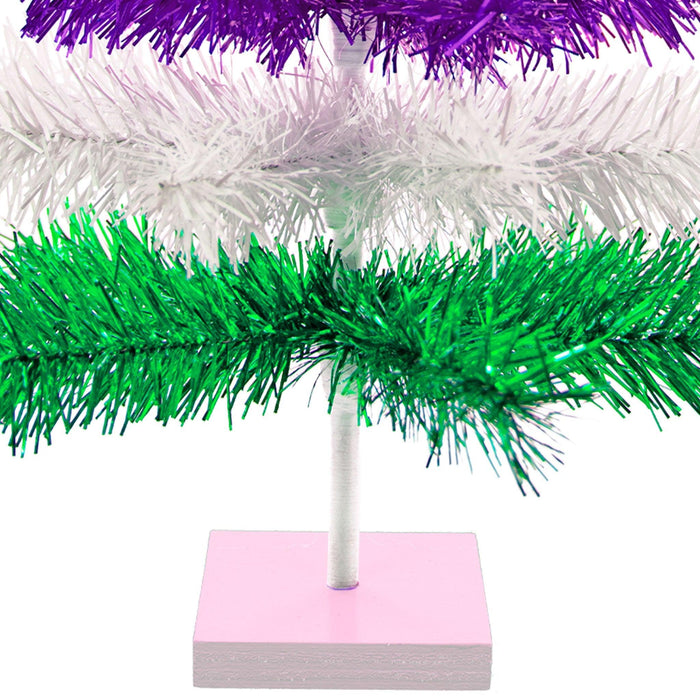 Purple, Green, & White Layered Tinsel Christmas Tree