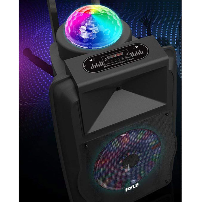 Pyle Portable 700W Outside Wireless Speaker DJ Karaoke Machine w/Fun LED Lights