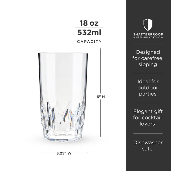 Shatterproof Acrylic Highball Tumblers Set of 4