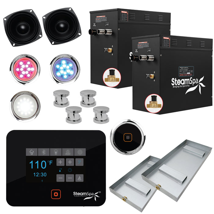 Black Series Wifi and Bluetooth 21kW QuickStart Steam Bath Generator Package in Polished Chrome