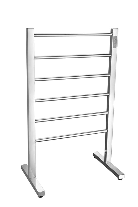 Kiln Series 6-Bar Stainless Steel Floor Mounted Electric Towel Warmer Rack in Polished Chrome