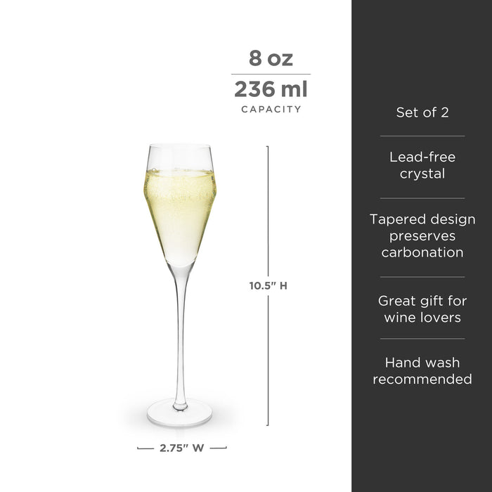 Raye Angled Crystal Prosecco Glasses Set of 2