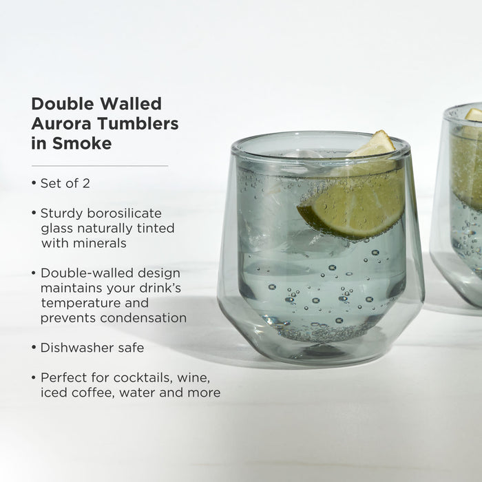 Aurora Double-Walled Tumblers in Smoke Grey Set of 2