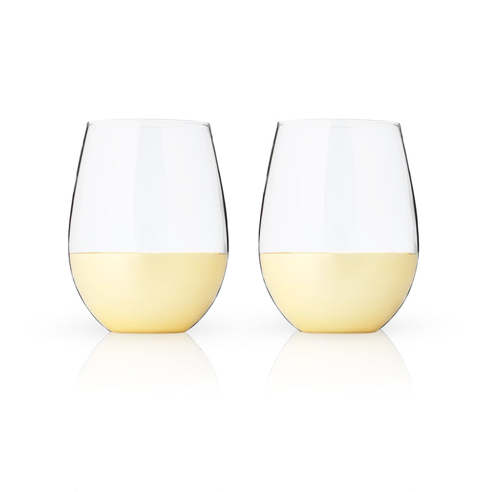 Belmont Dipped Wine Tumblers in Gold, Set of 2