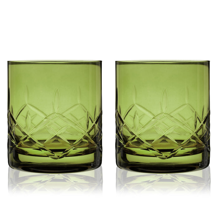 Admiral Crystal Rocks Glasses in Green Set of 2