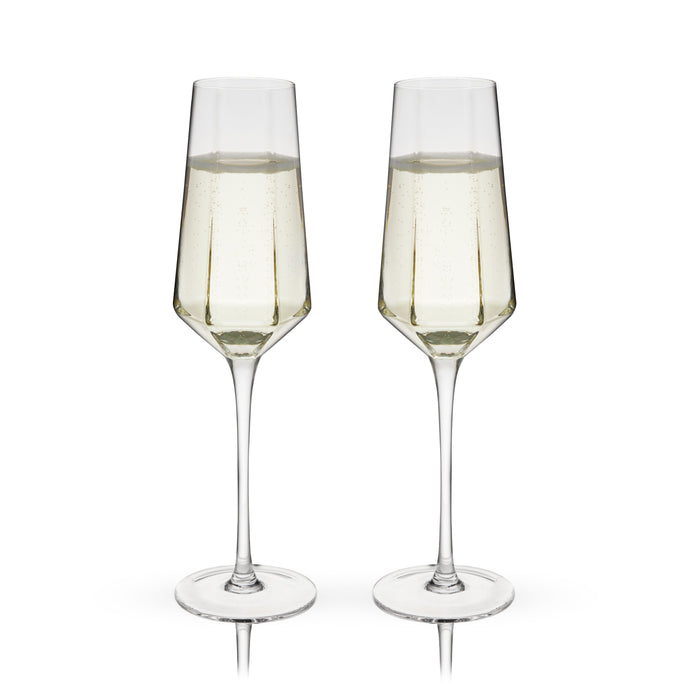 Seneca Diamond Crystal Champagne Flutes Set of 2