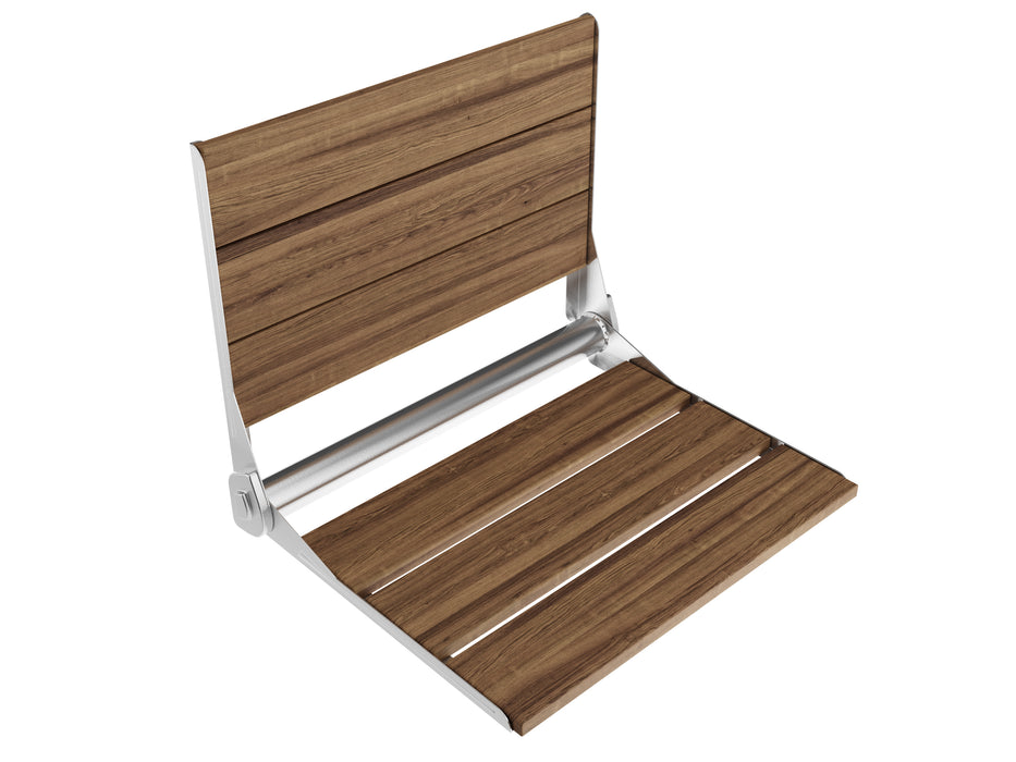 Saxon 17 in. Teak Wall Mounted Folding Shower Seat