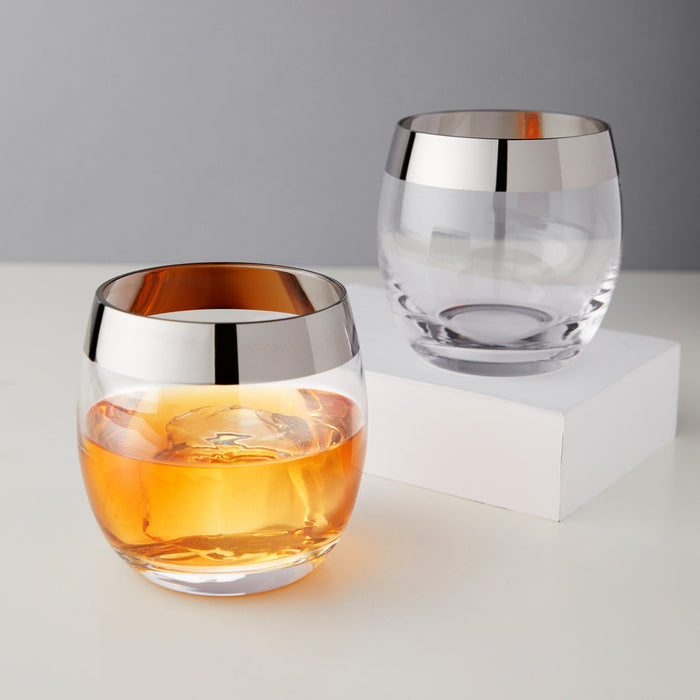 Irving Chrome-Rimmed Crystal Tumblers Set of 2