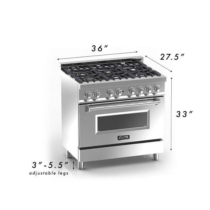 ZLINE 36 in. Professional Gas Burner/Electric Oven Stainless Steel Range with Blue Matte Door, RA-BM-36