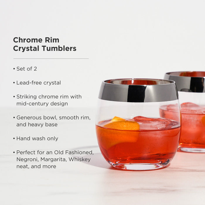 Irving Chrome-Rimmed Crystal Tumblers Set of 2