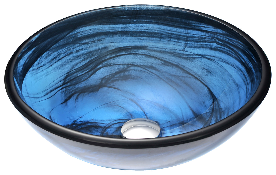 Soave Series Deco-Glass Vessel Sink in Sapphire Wisp