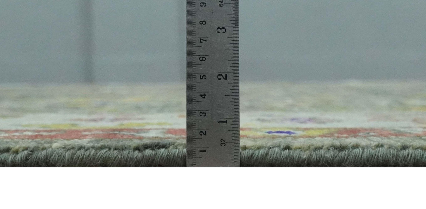 Ready 9x12 Traditional Moss Green and Silver Hand knotted Oushak Wool Area Rug