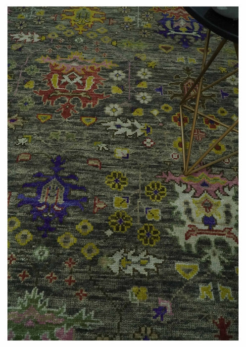 Ready 9x12 Traditional Moss Green and Silver Hand knotted Oushak Wool Area Rug