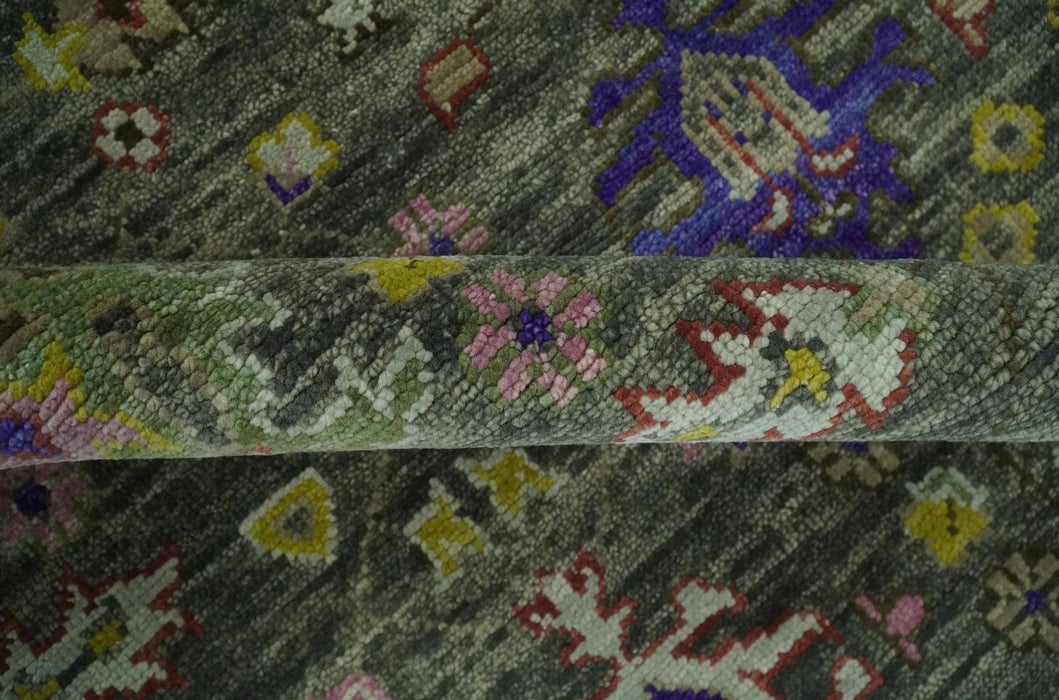 Ready 9x12 Traditional Moss Green and Silver Hand knotted Oushak Wool Area Rug